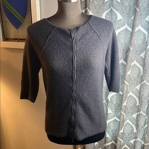 Jil Sander Cropped Sleeve Zip Up Cardigan Sweater SZ Small